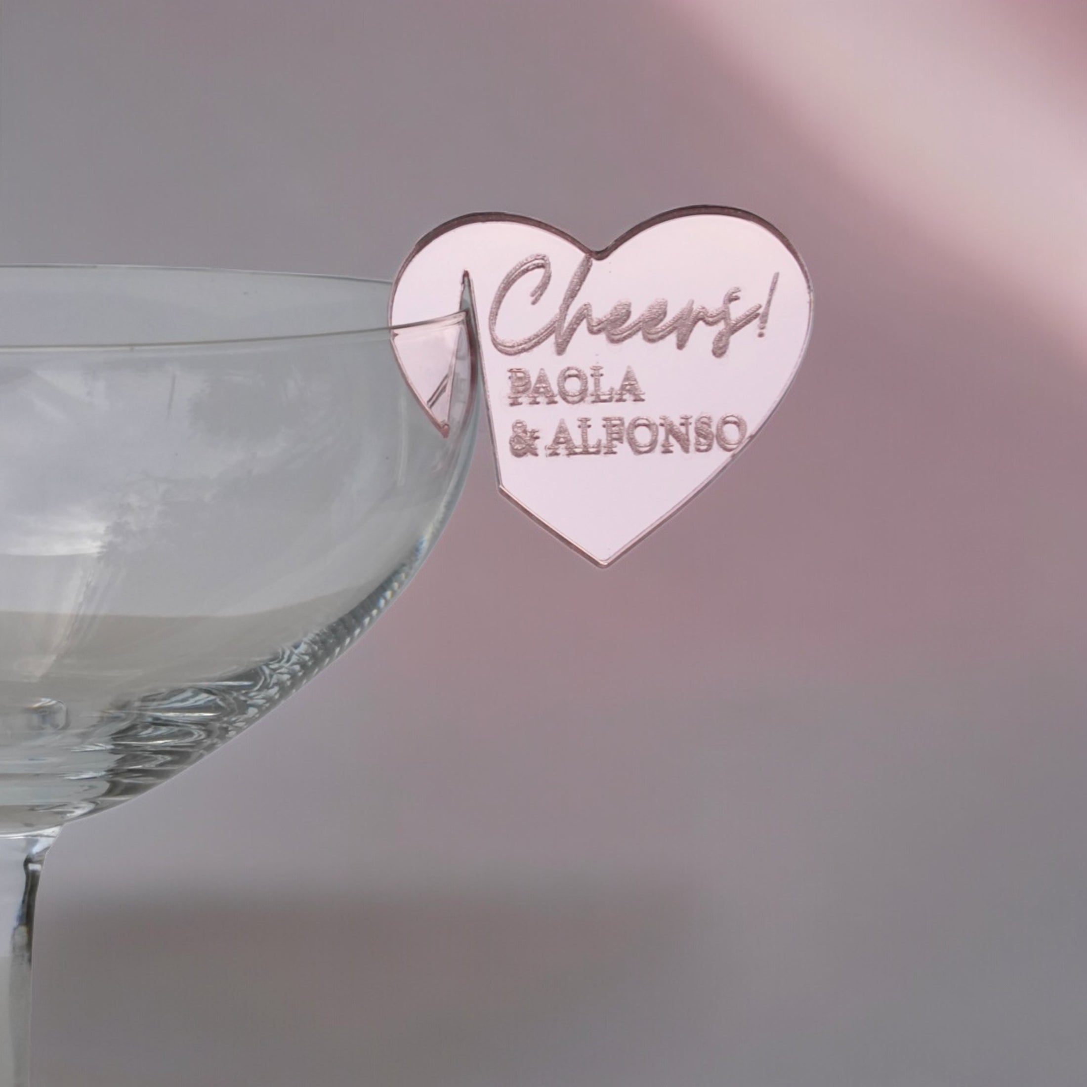 Wedding Drink Tag - Heart, Custom Engraved