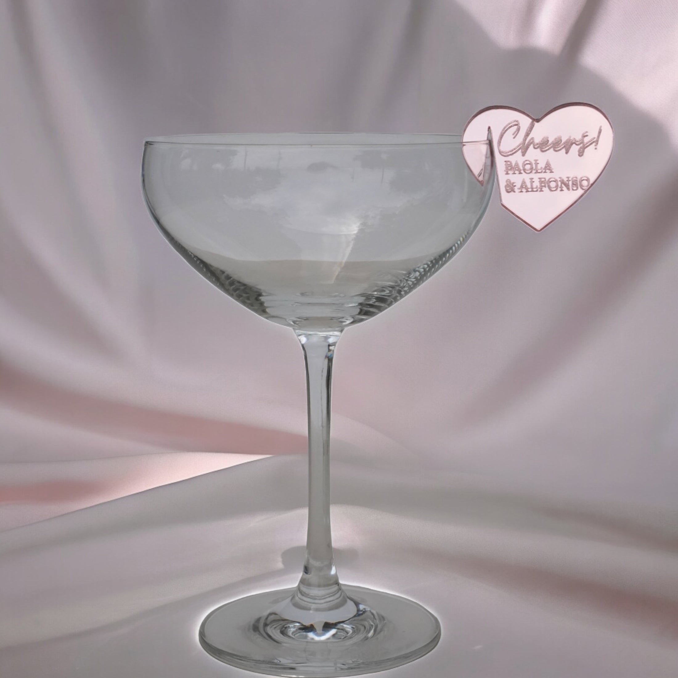 Wedding Drink Tag - Heart, Custom Engraved